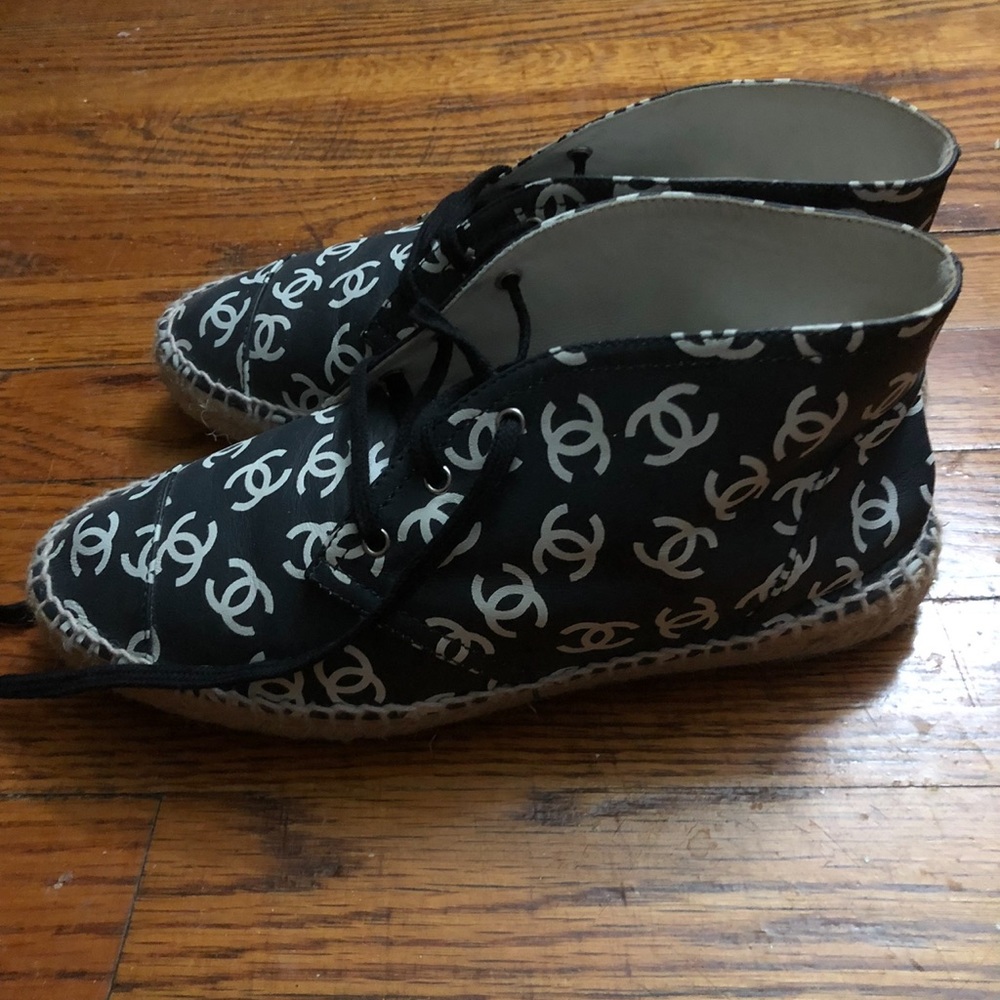 Authentic Chanel cc print sneakers